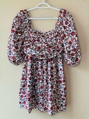 Speechless floral Pleated Bishop Sleeve Shabby Chic Mini Dress Size S